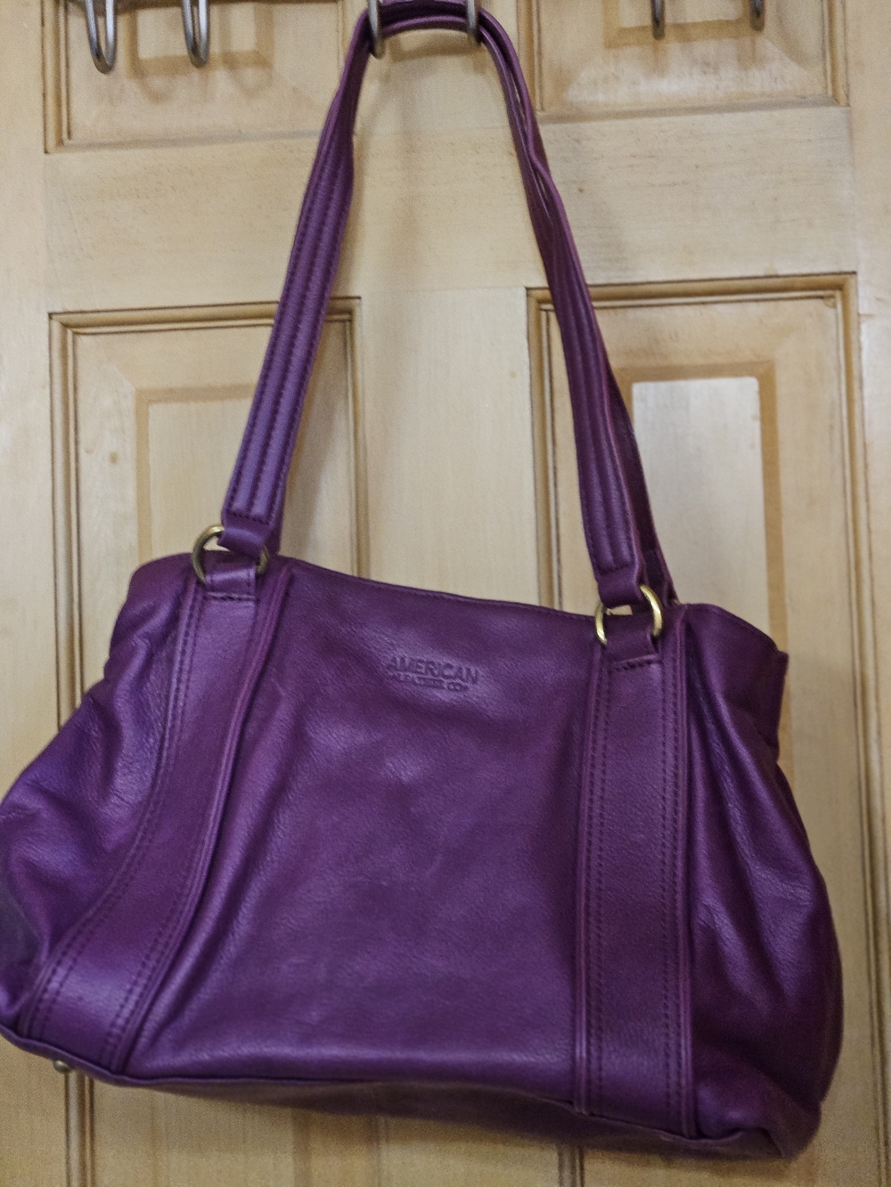 American Leather Co. Plum Leather Shoulder Tote